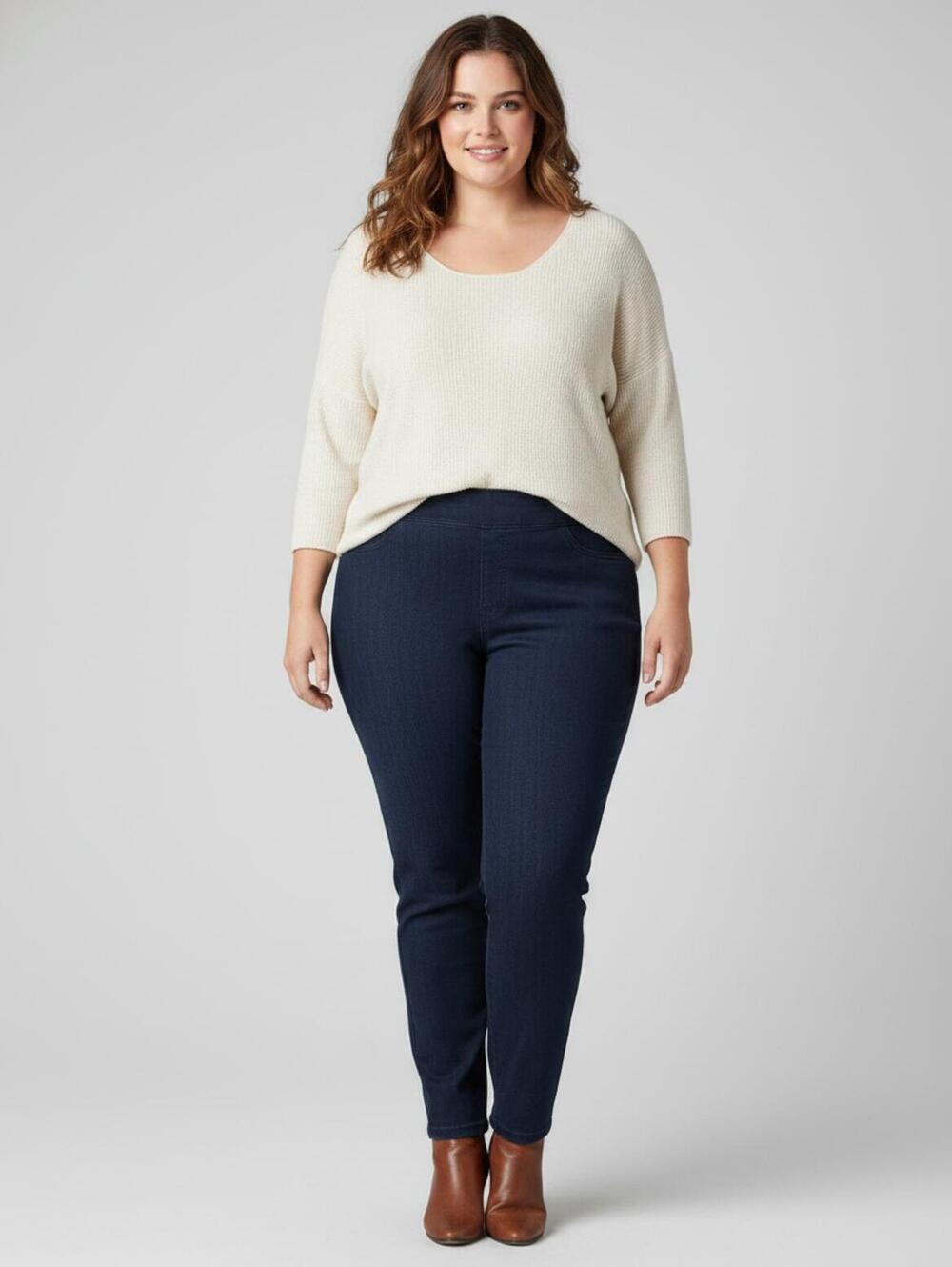 1822 Navy Blue Plus Size Skinny Pants‎ SZ 18W